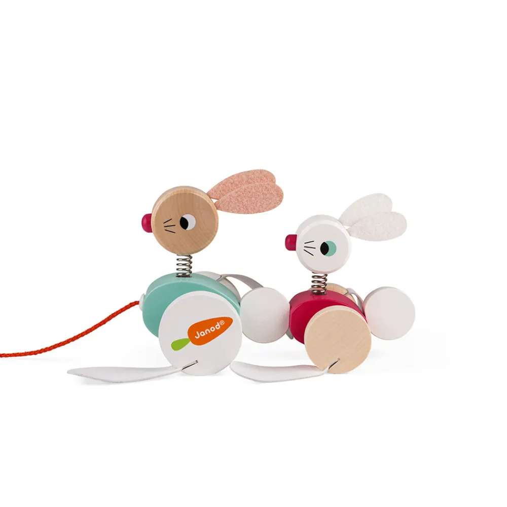 Janod Jouets À Promener & À Pousser*Lapins à promener (bois)
