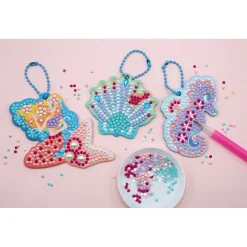 Janod Créations 3D|Sable, Paillettes, Dorure & Strass*Magic Ocean - 3 Porte-Clefs A Diamanter