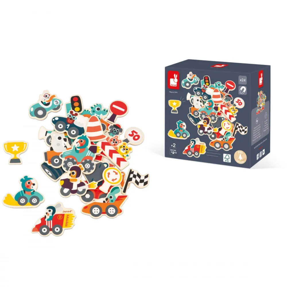 Janod Tableaux, Ardoises & Magnets|Jouets Magnétiques*Magnets Bolides 24 pièces