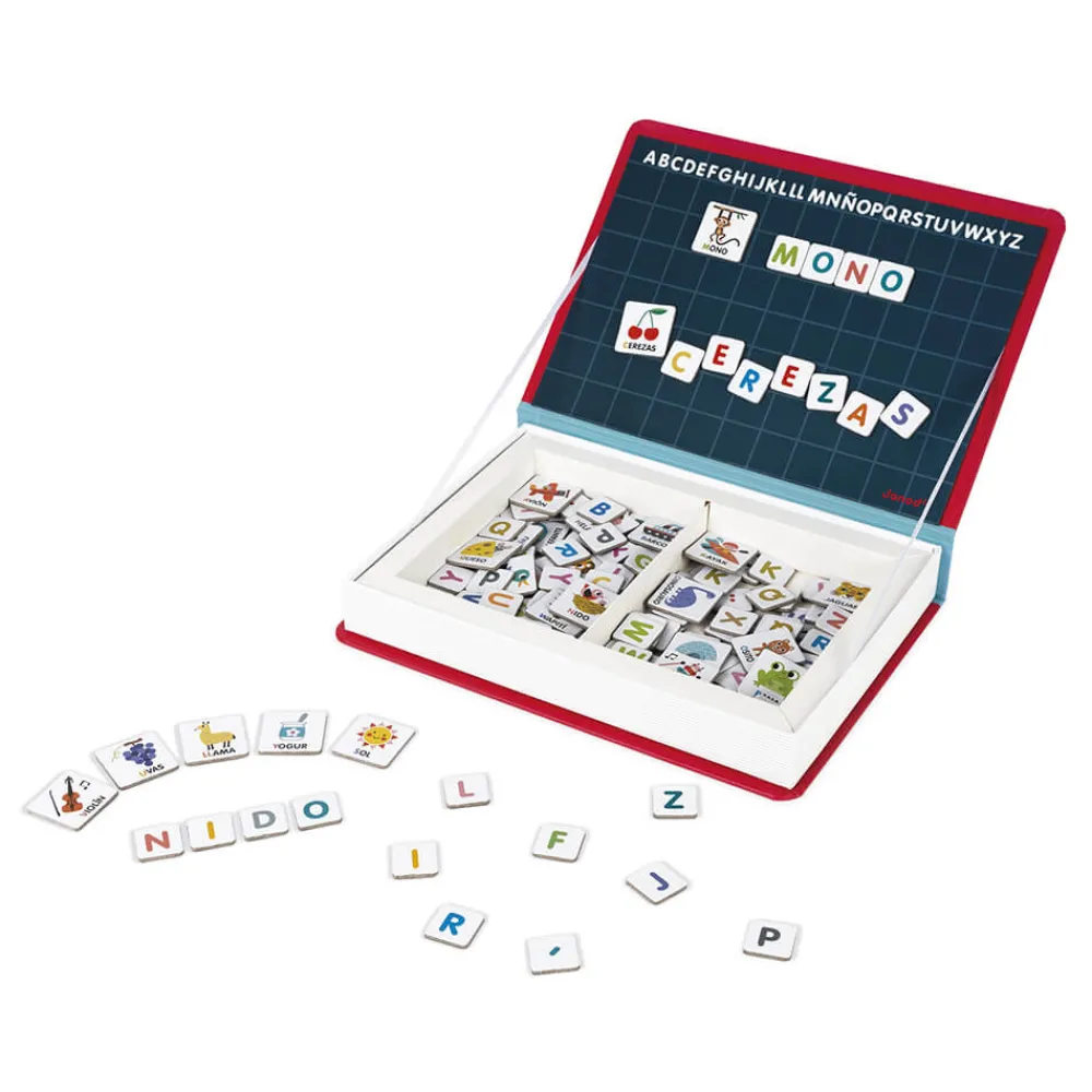 Janod Jeux Éducatifs Chiffres & Lettres|Jeux Éducatifs Magnétiques*Magnéti'book alphabet espagnol, 144 magnets