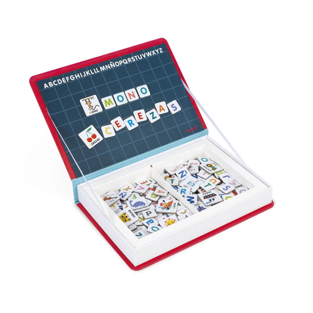 Janod Jeux Éducatifs Chiffres & Lettres|Jeux Éducatifs Magnétiques*Magnéti'book alphabet espagnol, 144 magnets