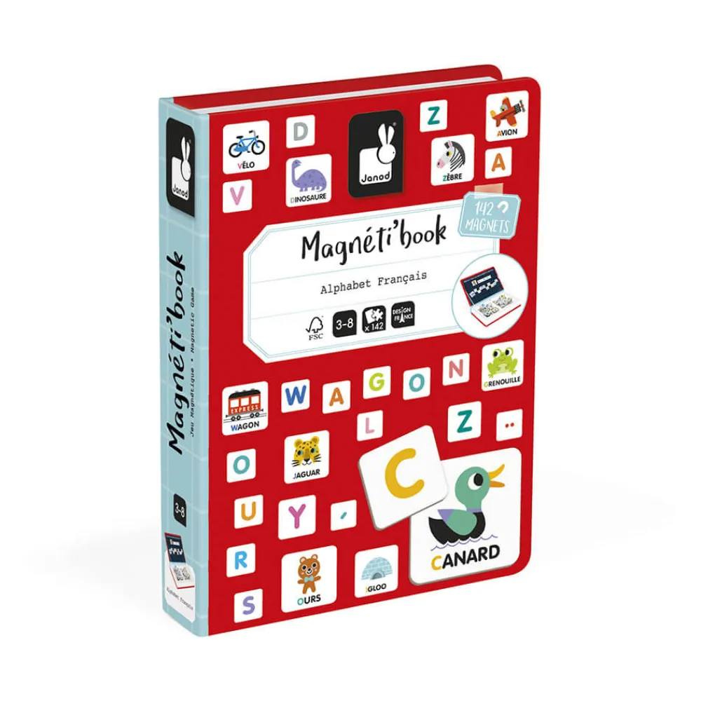 Janod Jeux Éducatifs Maternelle|Jeux Éducatifs Magnétiques*Magnéti'book alphabet français, 142 magnets