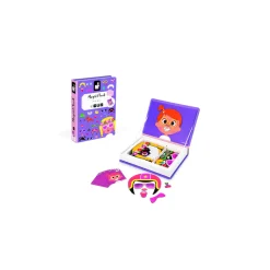 Janod Jeux Éducatifs Magnétiques*Magnéti'book Crazy Faces fille, 55 magnets