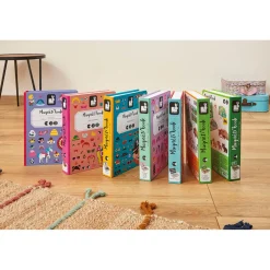 Janod Jeux Éducatifs Magnétiques*Magnéti'book Crazy Faces garçon, 70 magnets