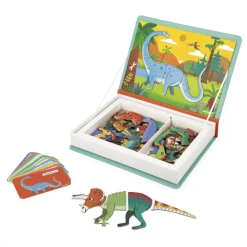 Janod Jeux Éducatifs Magnétiques*Magnéti'book Dinosaures, 40 magnets