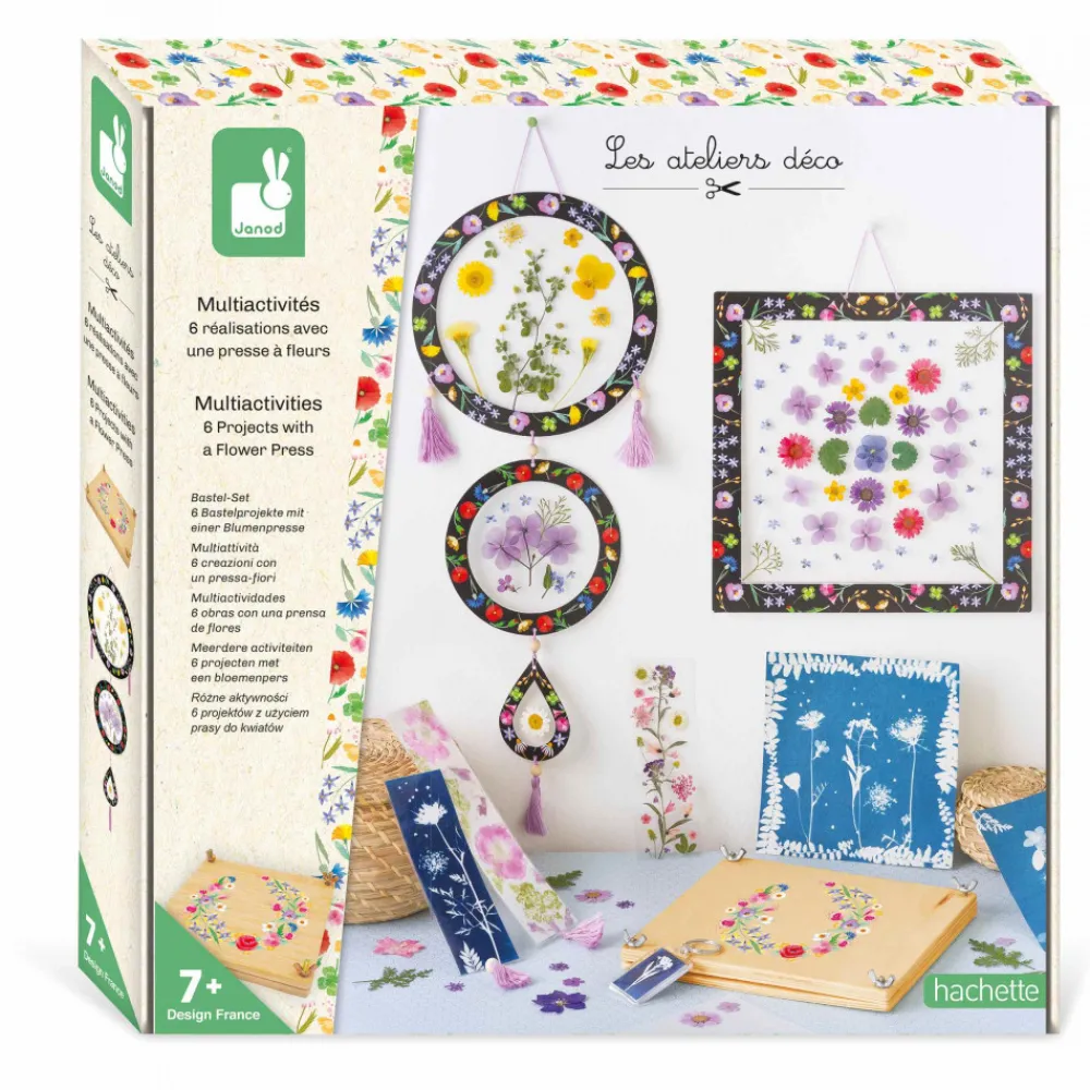 Janod Tampons & Papeterie|Collection "Les Ateliers Déco"*Multiactivités 6 Réalisations avec une Presse à Fleurs