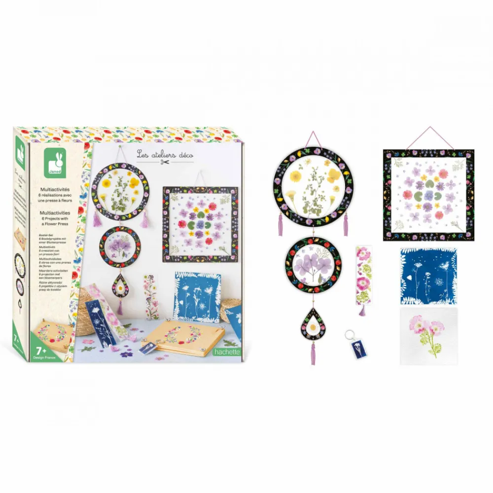 Janod Tampons & Papeterie|Collection "Les Ateliers Déco"*Multiactivités 6 Réalisations avec une Presse à Fleurs