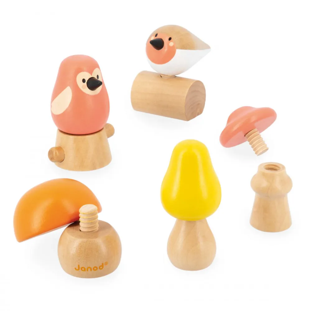 Janod Manipulation & Encastrement*Oiseaux et Champignons à visser - Partenariat WWF®