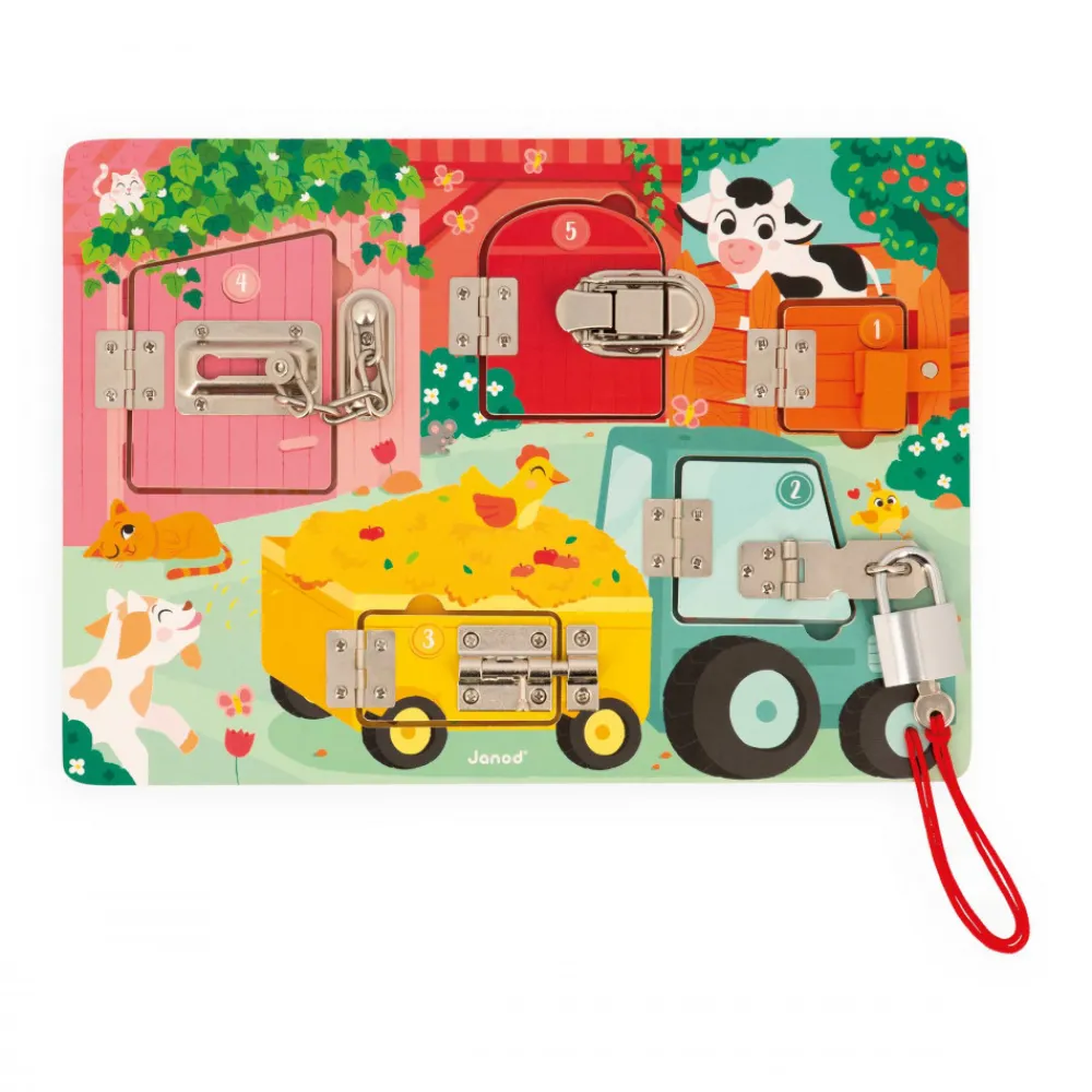 Janod Jeux Éducatifs Maternelle|Jeux Éducatifs Chiffres & Lettres*Planche à Cadenas La Ferme