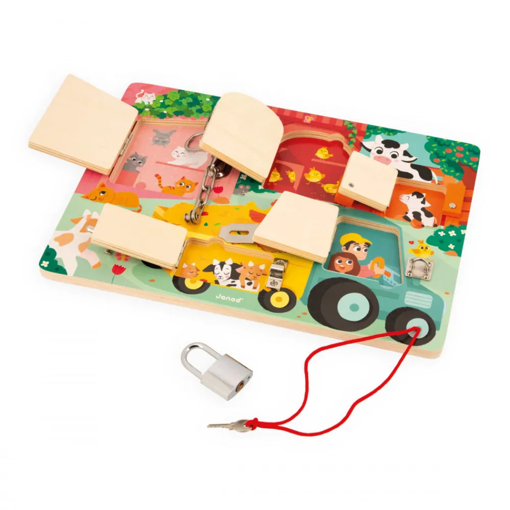 Janod Jeux Éducatifs Maternelle|Jeux Éducatifs Chiffres & Lettres*Planche à Cadenas La Ferme