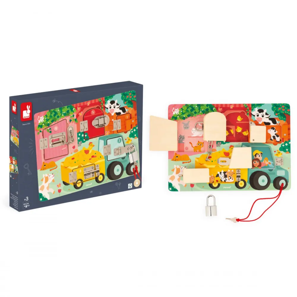 Janod Jeux Éducatifs Maternelle|Jeux Éducatifs Chiffres & Lettres*Planche à Cadenas La Ferme