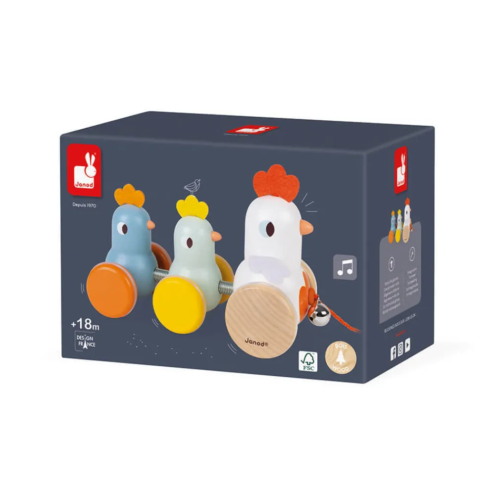Janod Jouets À Promener & À Pousser*Poule et Poussins à promener
