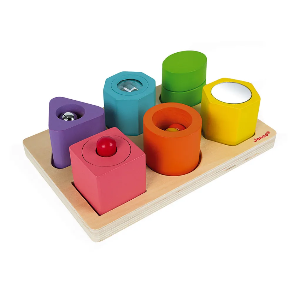 Janod Puzzles En Bois Premier Âge|Formes & Couleurs*Puzzle 6 cubes sensoriels I wood (bois)