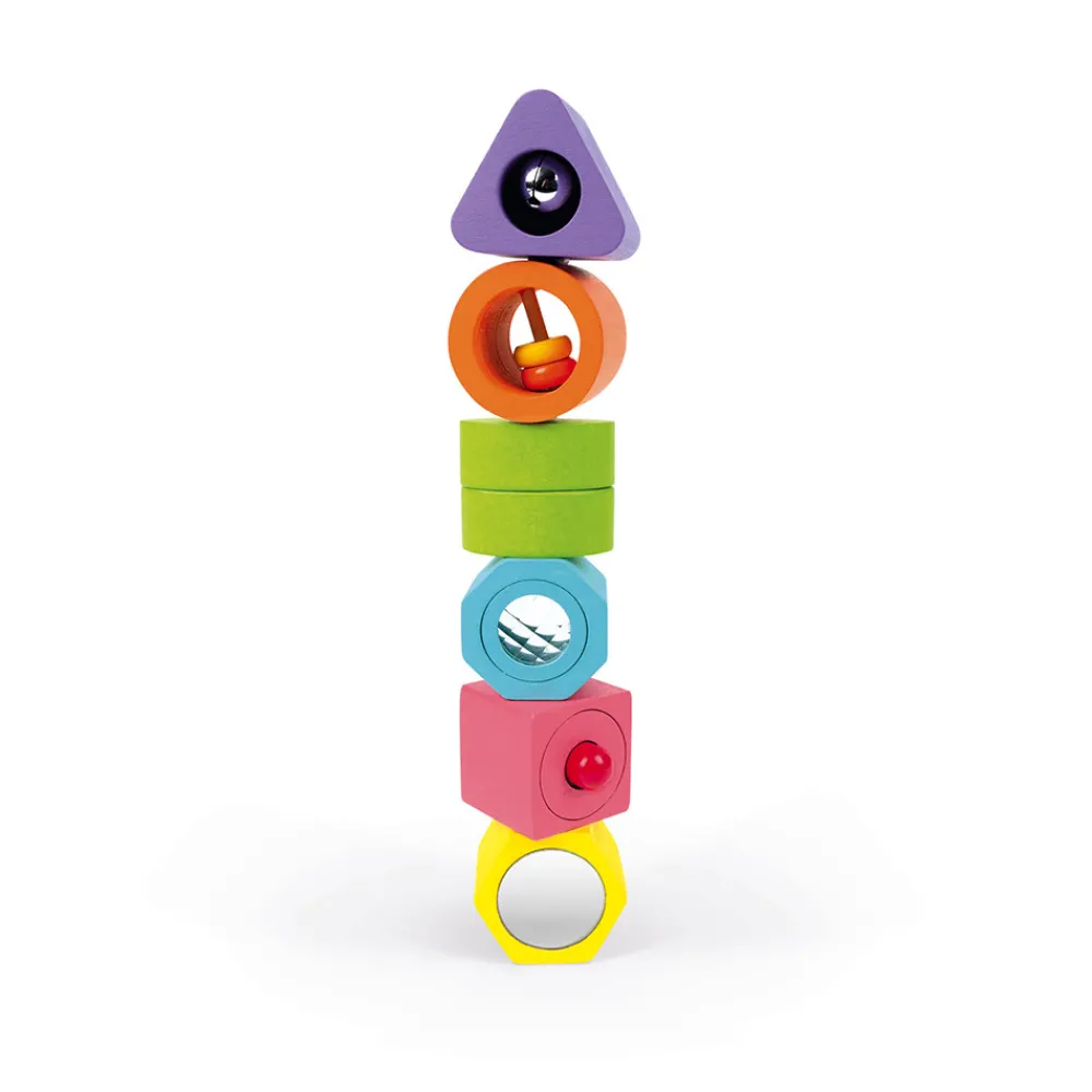 Janod Puzzles En Bois Premier Âge|Formes & Couleurs*Puzzle 6 cubes sensoriels I wood (bois)