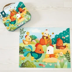 Janod Tracteurs & Animaux De La Ferme|Puzzles Fabriqués En France*Puzzle Bienvenue à la Basse-cour 20 pièces