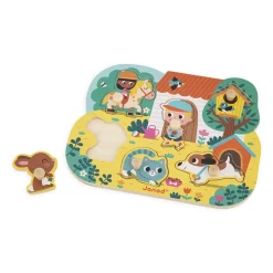 Janod Tracteurs & Animaux De La Ferme|Puzzles En Bois Premier Âge*Puzzle Campagne 6 pièces