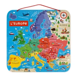 Janod Jeux Éducatifs Primaire|Jeux Éducatifs Science & Géographie*Puzzle Carte d'Europe Magnétique (bois)