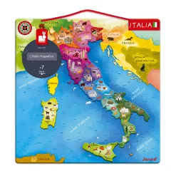 Janod Jeux Éducatifs Primaire|Jeux Éducatifs Science & Géographie*Puzzle Carte d'Italie Magnétique 20 pièces