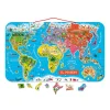 Janod Jeux Éducatifs Primaire|Jeux Éducatifs Science & Géographie*Puzzle Carte Monde Magnétique 92 pièces Italien