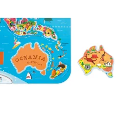 Janod Jeux Éducatifs Primaire|Jeux Éducatifs Science & Géographie*Puzzle Carte Monde Magnétique 92 pièces Anglais