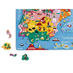 Janod Jeux Éducatifs Primaire|Jeux Éducatifs Science & Géographie*Puzzle Carte Péninsule Ibérique Magnétique 60 pièces