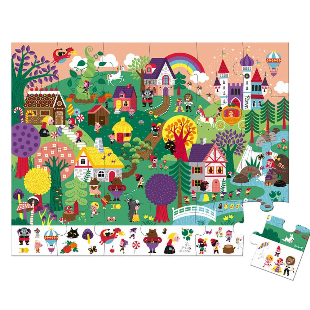 Janod Puzzles Fabriqués En France|Puzzles Éducatifs*Puzzle d'observation Les Contes 24 pièces