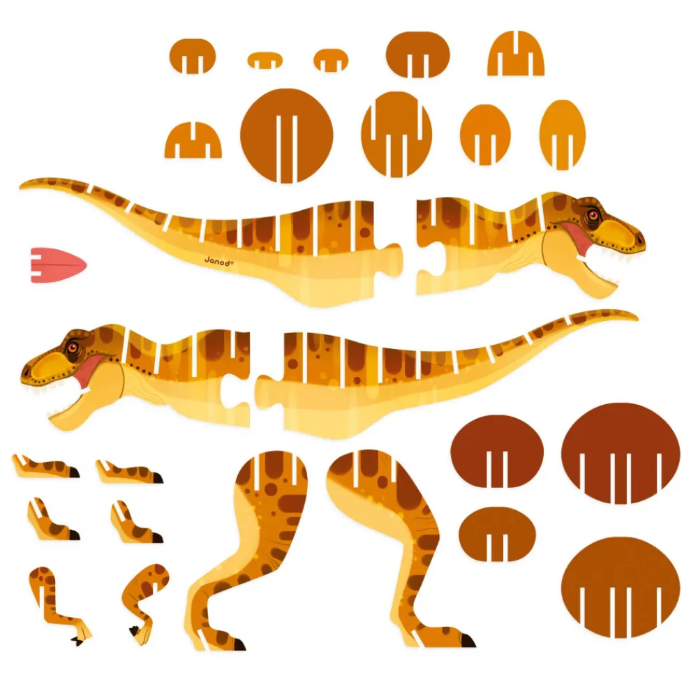 Janod Puzzles Fabriqués En France|Puzzles Éducatifs*Puzzle en volume le T-Rex