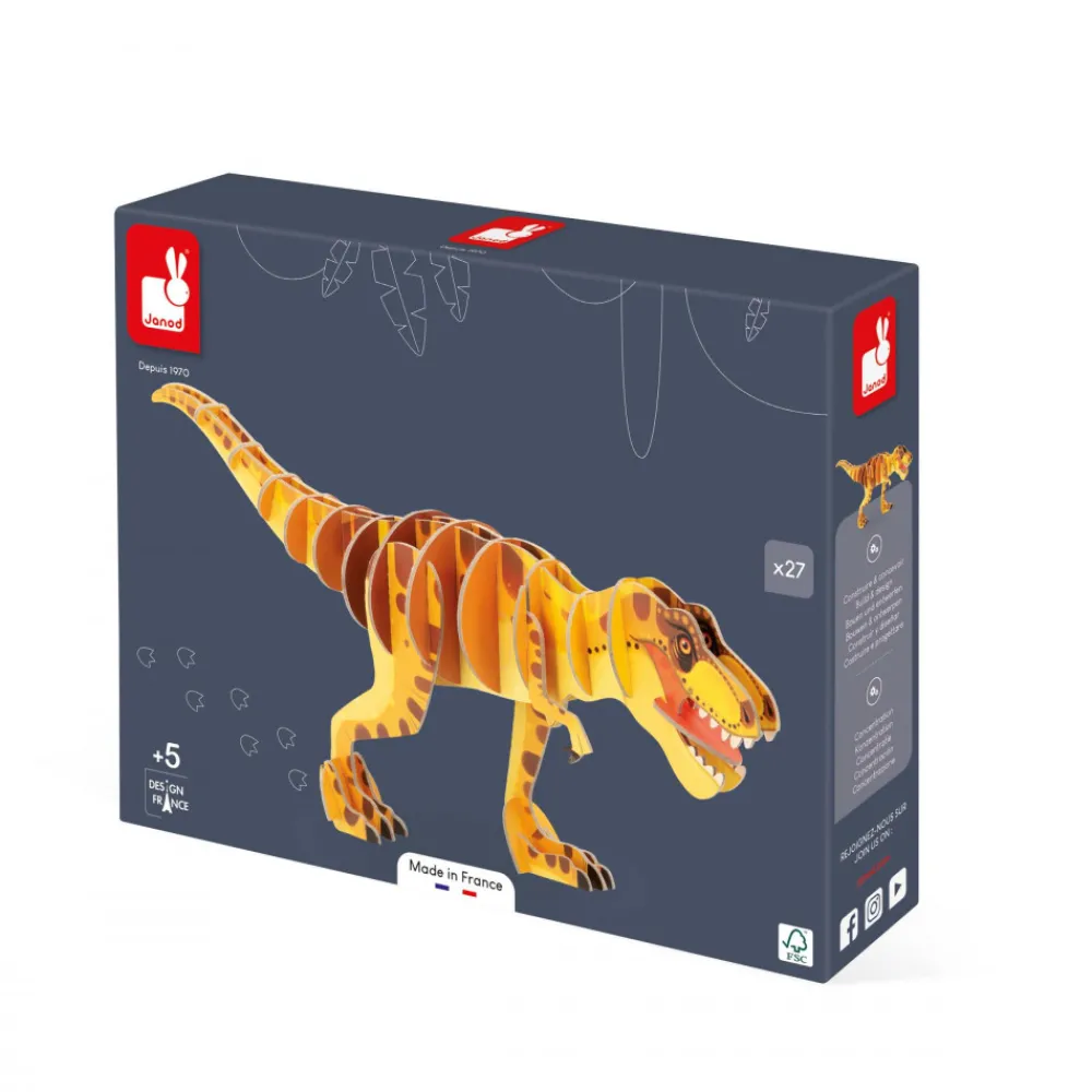 Janod Puzzles Fabriqués En France|Puzzles Éducatifs*Puzzle en volume le T-Rex