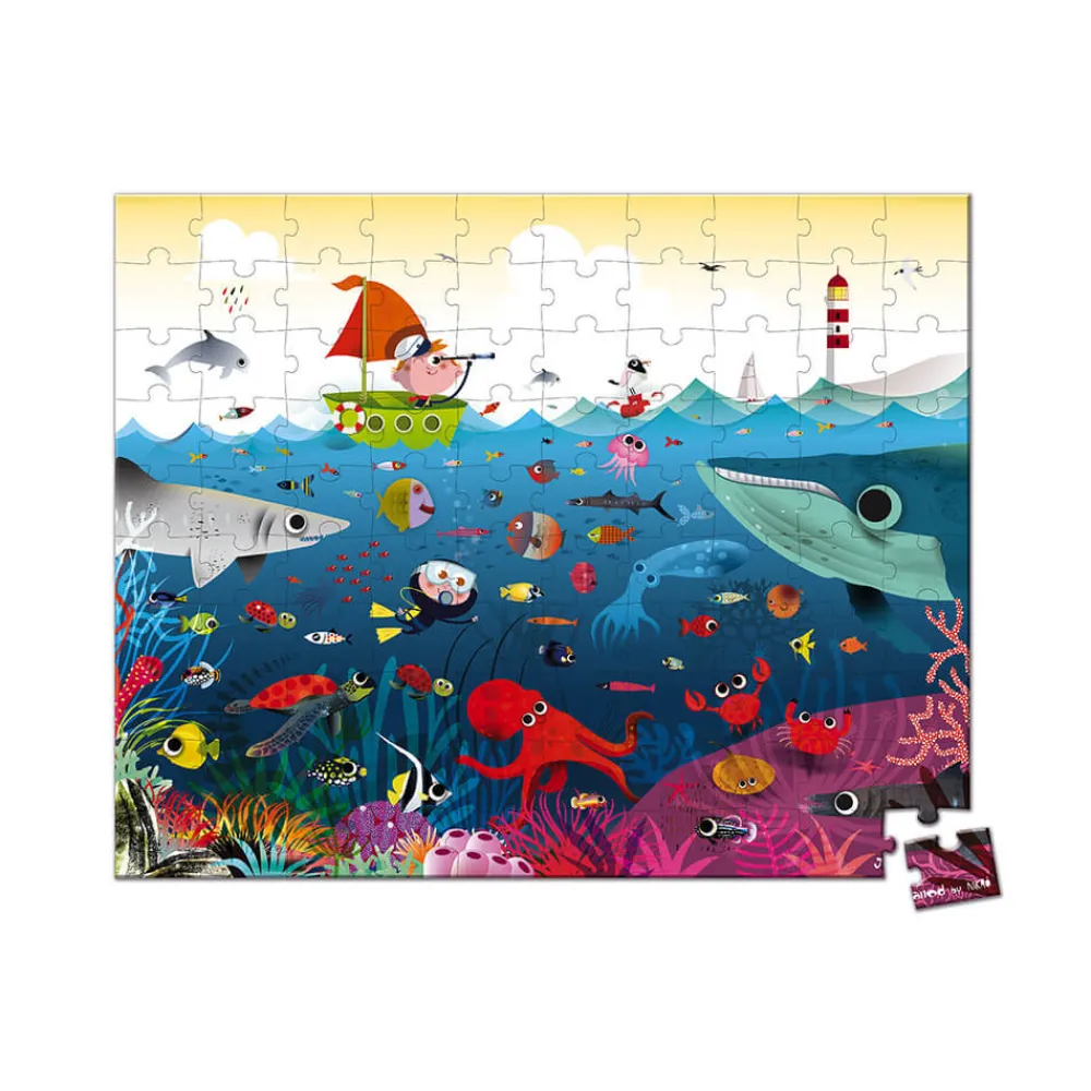 Janod Puzzles Fabriqués En France|Puzzles 50 À 149 Pièces*Puzzle Le Monde Sous-Marin 100 pièces