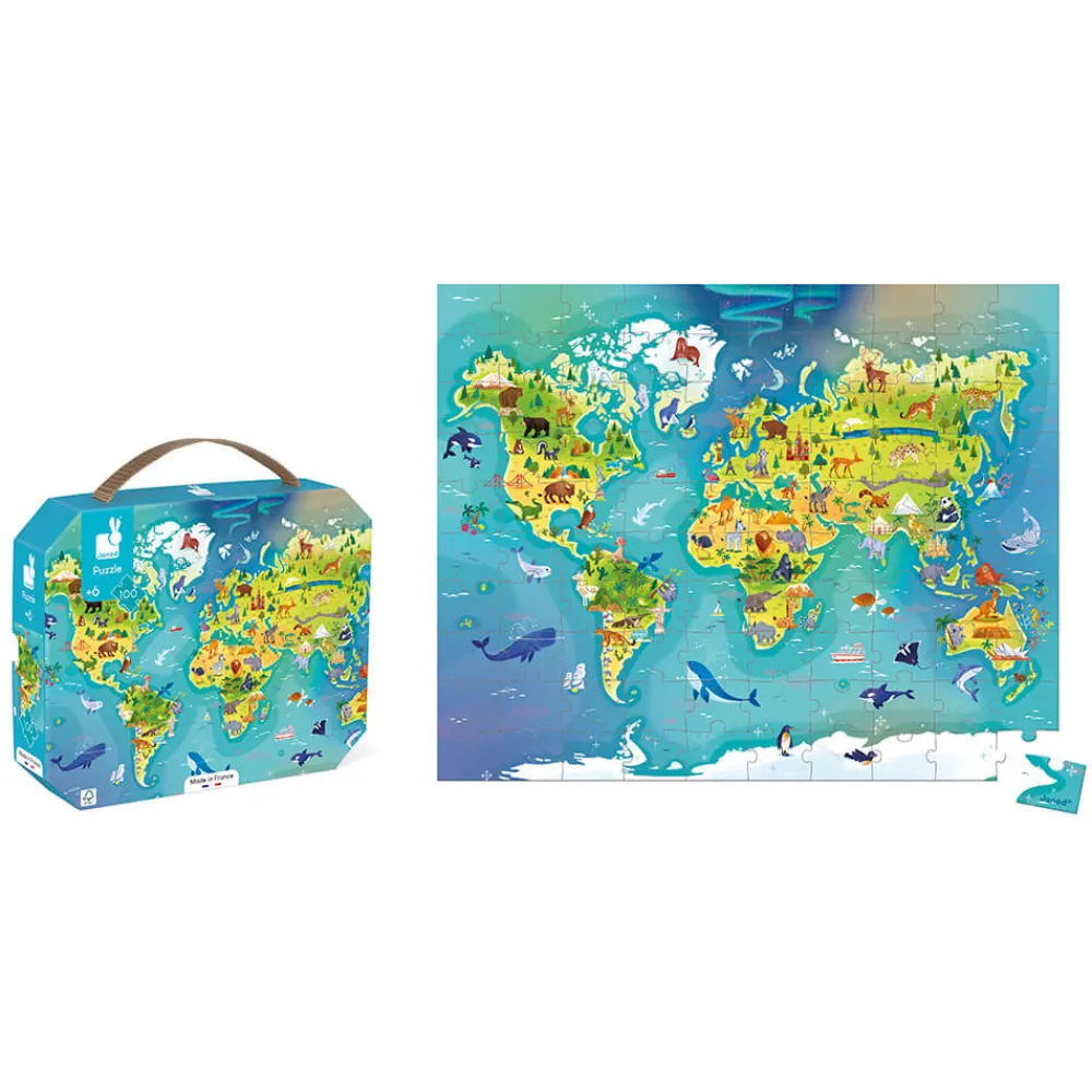 Janod Puzzles Fabriqués En France|Puzzles 50 À 149 Pièces*Puzzle Monde 100 pièces