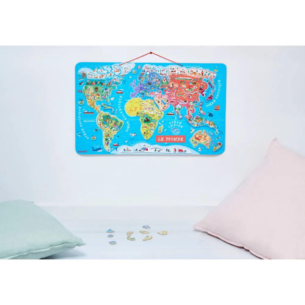 Janod Jeux Éducatifs Primaire|Jeux Éducatifs Science & Géographie*Puzzle Monde Magnétique 92 pièces