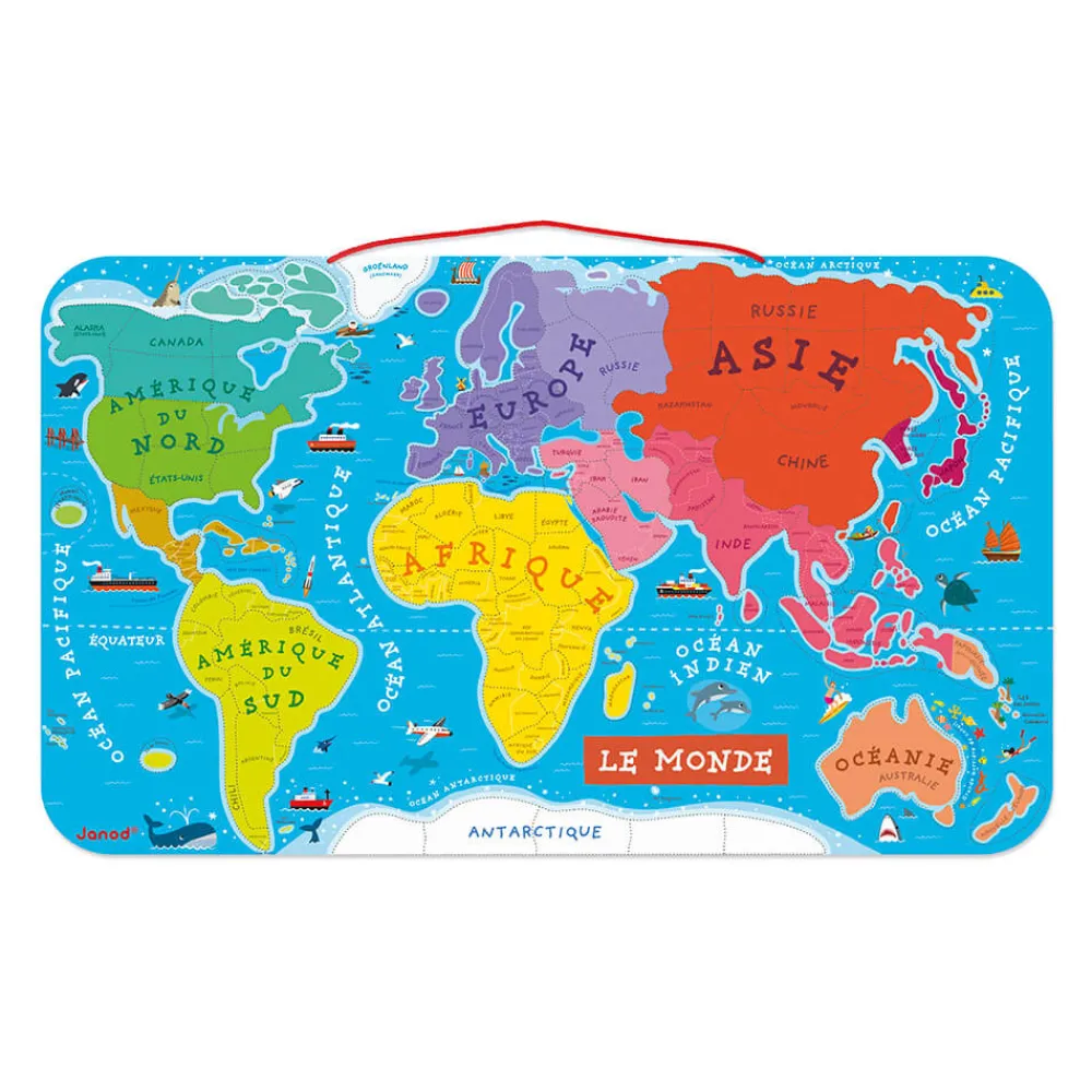 Janod Jeux Éducatifs Primaire|Jeux Éducatifs Science & Géographie*Puzzle Monde Magnétique 92 pièces