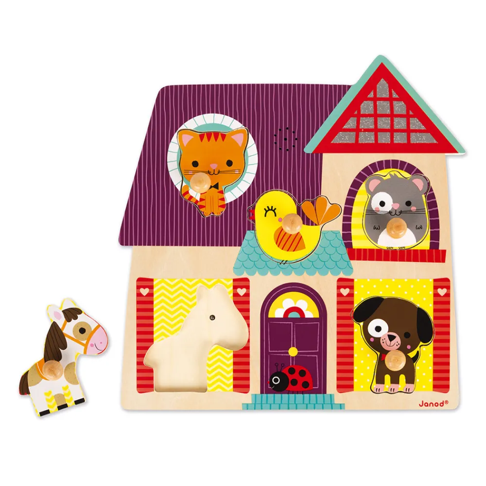 Janod Puzzles En Bois Premier Âge|Puzzles En Bois Premier Âge*Puzzle musical Mes petits compagnons 5 pièces