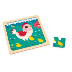 Janod Tracteurs & Animaux De La Ferme|Puzzles En Bois Premier Âge*Puzzle Poulette Henriette