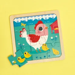 Janod Tracteurs & Animaux De La Ferme|Puzzles En Bois Premier Âge*Puzzle Poulette Henriette