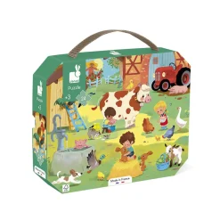 Janod Tracteurs & Animaux De La Ferme|Puzzles Fabriqués En France*Puzzle Une Journée à la Ferme 24 pièces