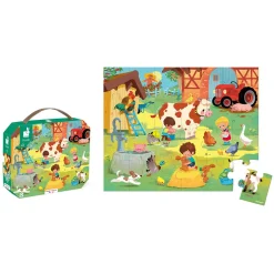 Janod Tracteurs & Animaux De La Ferme|Puzzles Fabriqués En France*Puzzle Une Journée à la Ferme 24 pièces