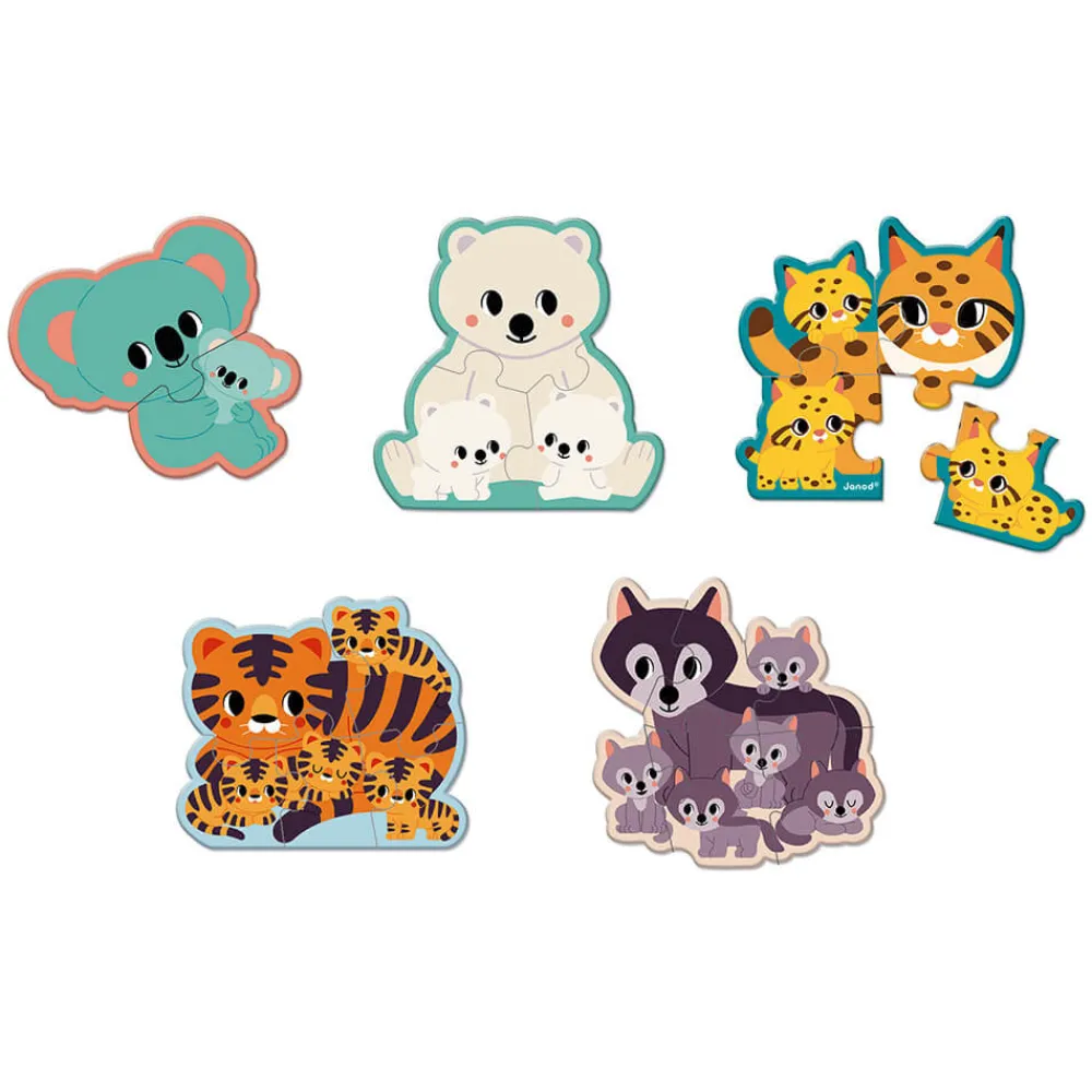 Janod Puzzles Éducatifs|Puzzles 20 À 49 Pièces*Puzzles évolutifs Animaux 2-3-4-5-6 pièces - Partenariat WWF®