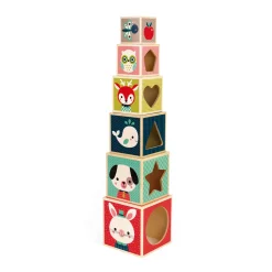 Janod Cubes & Pyramides*Pyramide 6 cubes Baby Forest (bois)