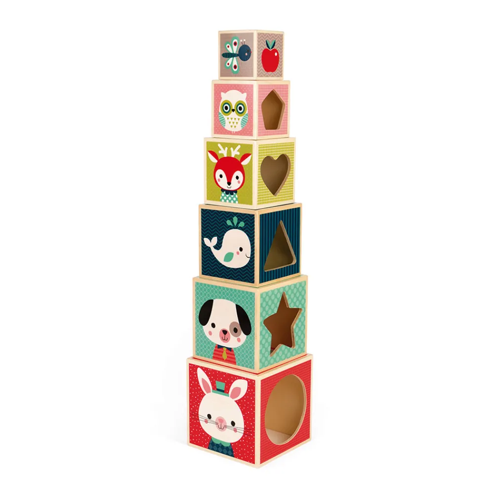 Janod Cubes & Pyramides*Pyramide 6 cubes Baby Forest (bois)