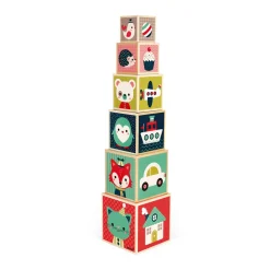 Janod Cubes & Pyramides*Pyramide 6 cubes Baby Forest (bois)