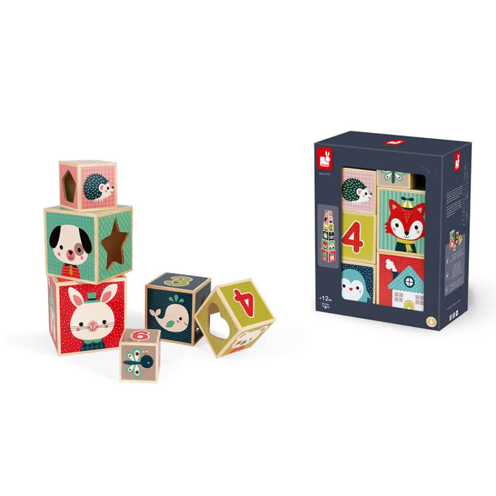 Janod Cubes & Pyramides*Pyramide 6 cubes Baby Forest (bois)