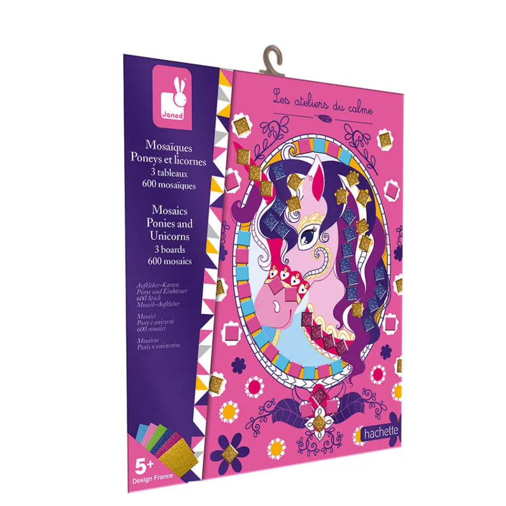 Janod Mosaïques & Gommettes|Collection "Les Ateliers Du Calme"*Set Créatif Mosaïques en Mousse Poneys et Licornes