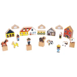 Janod Jeux De Construction|Tracteurs & Animaux De La Ferme*Set de 34 cubes en bois Campagne - Cross Roads