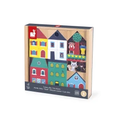Janod Jeux De Construction|Cubes & Pyramides*Set de 36 cubes en bois Ville - Cross Roads