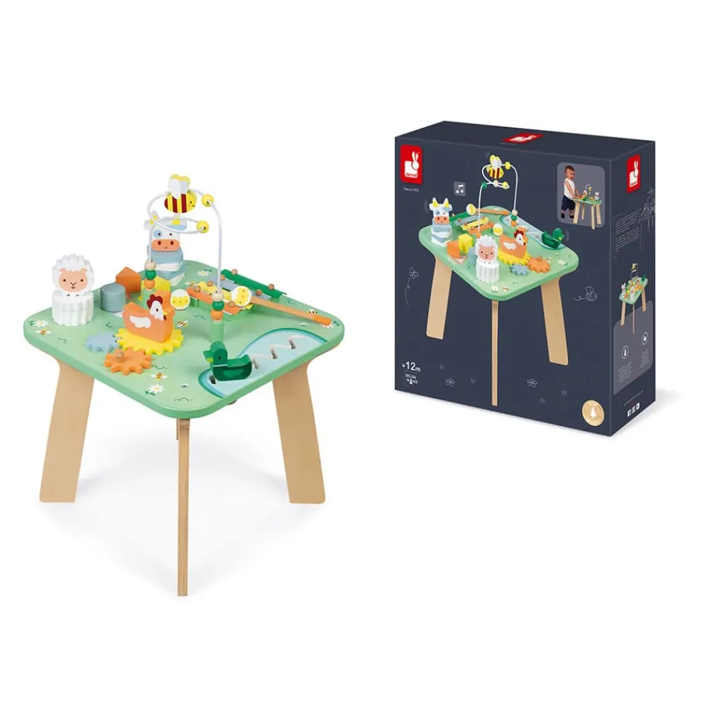 Janod Formes & Couleurs|Bouliers, Loopings & Panneaux D'Activités*Table d'Activités Jolie Prairie (bois)