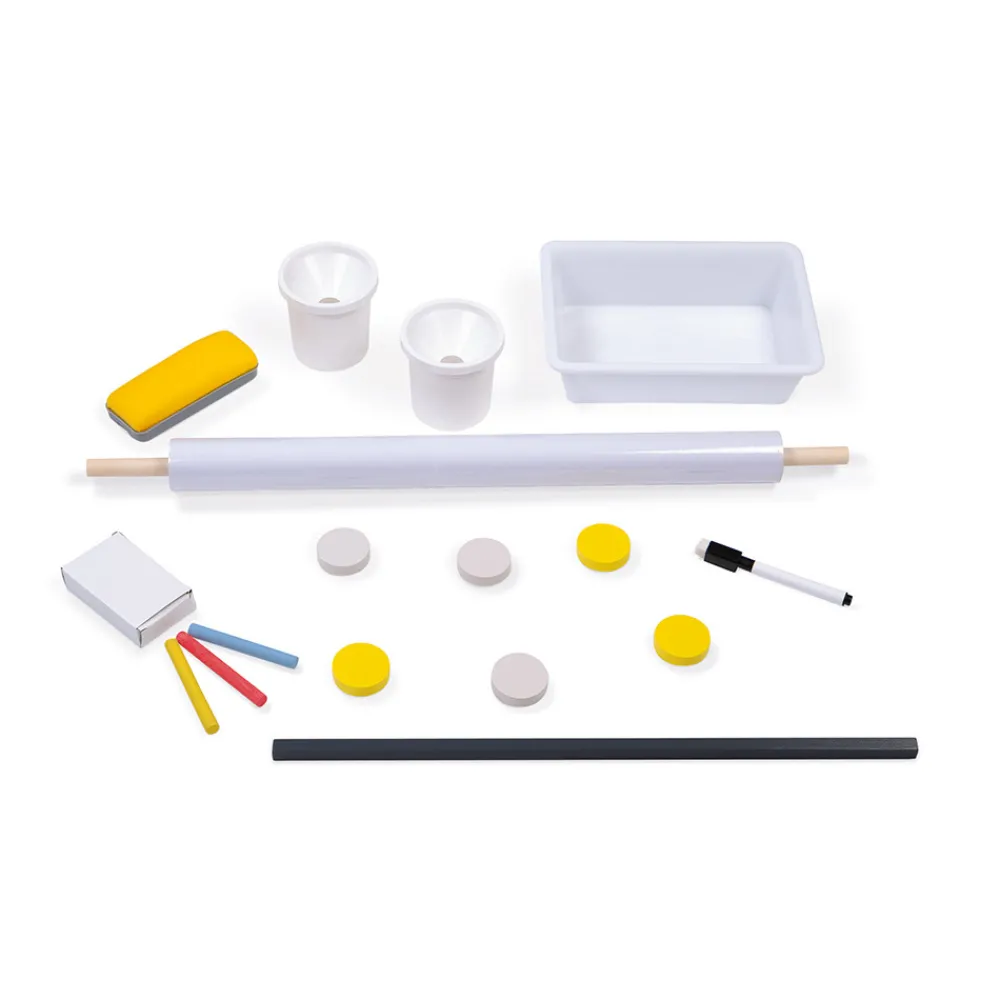 Janod Tableaux, Ardoises & Magnets|Jeux Éducatifs Primaire*Tableau Réglable gris et Jaune (bois)