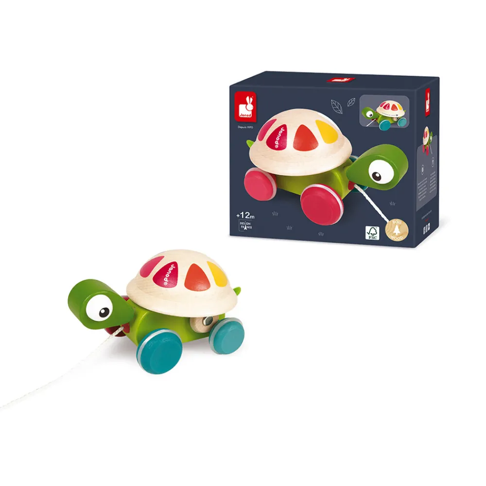 Janod Jouets À Promener & À Pousser*Tortue à Promener Zigolos (bois)