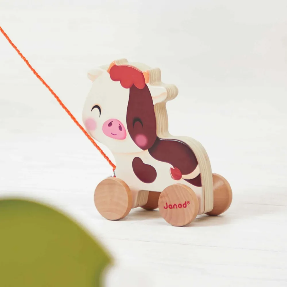 Janod Tracteurs & Animaux De La Ferme|Jouets À Promener & À Pousser*Vache à Promener Ferme